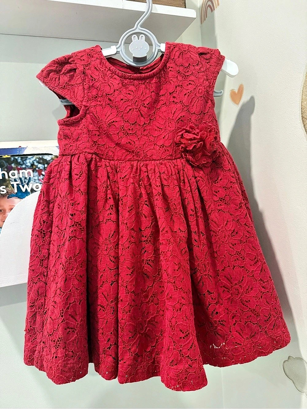 Marks & Spencer 6-9m Girls Red Lace Dress